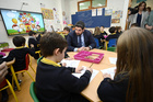 López Miras visita el Colegio La Flota en Murcia para conocer las actividades que desarrollan los alumnos por el Día de la Constitución Española ...