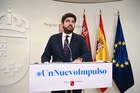 López Miras, durante la comparecencia en la que ha anunciado la remodelación del Gobierno de la Región de Murcia (2)