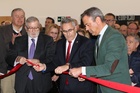 El consejero de Presidencia, Turismo, Cultura, Juventud, Deportes y Portavocía, Marcos Ortuño, el alcalde de La Unión, Pedro López Milán, y el presidente...
