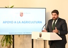 López Miras, durante su comparecencia para anunciar el apoyo de su Ejecutivo al sector primario