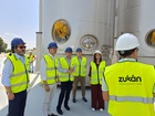 Imagen de la consejera Sara Rubira durante la visita a las futuras instalaciones de la empresa Zukán