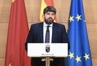 El presidente de la Comunidad, Fernando López Miras, durante su comparecencia para informar de la posición del Gobierno regional ante el acuerdo ...