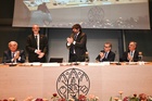 L&oacute;pez Miras preside el acto el acto de toma de posesi&oacute;n del rector de la Universidad de Murcia, Samuel Baixauli