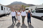 L&oacute;pez Miras, junto a la consejera titular de Cultura, Carmen Mar&iacute;a Conesa; la alcaldesa de Cartagena, Noelia Arroyo, y el director general de Good Films Studios Spain, Juan Carlos Gonz&aacute;lvez