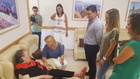 La Consejera de Familia, Violante Tomás, con mayores de la residencia "El Lozar" de Pozo Aledo