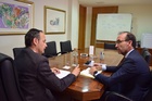 Imagen de la reunión de trabajo del consejero de Empleo, Universidades, Empresa y Medio Ambiente, Javier Celdrán, y el presidente de COFIDES, Salvador...