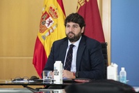 El presidente de la Comunidad, Fernando López Miras, mantiene un encuentro por vía telemática con los alcaldes de los 45 municipios para coordinar todas las actuaciones relacionadas con el coronavirus (Covid-19) (1)