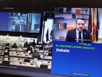 El director general de Unión Europea, Juan José Martínez Lozano, durante su intervención en la sesión plenaria