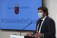 El presidente López Miras, en la rueda de prensa posterior a la reunión del Comité de Seguimiento Covid-19