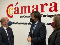 El consejero Miguel Motas se reunió esta mañana con el presidente de la Cámara de Comercio de Cartagena tratar el asunto de la sede de la UIMP, Universidad Internacional Menéndez Pelayo