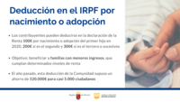 Gráfico sobre la deducción autonómica en el Impuesto sobre la Renta de las Personas Físicas (IRPF) por nacimiento o adopción
