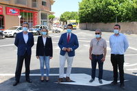 El consejero José Ramón Díez de Revenga, la alcaldesa Alicia del Amor y el director José Antonio Fernández Lladó en la puesta en servicio de la travesía de Cehegín