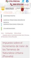 Imagen del apartado de la web de la Agencia Tributaria de la Región de Murcia dedicado a la plusvalía local