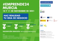 Cartel de la edición de #Emprende24 Murcia, que desarrollan el Servicio Regional de Empleo y Formación y Acción contra el Hambre
