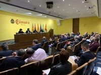 El consejero Antonio Luengo (2i), en la mesa de la reunión del Consejo del Agua celebrada hoy en Murcia