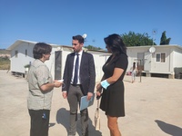 El director general de Vivienda, José Francisco Lajara, y las concejalas María Dolores Chumillas y Mayte Martínez durante su visita a Lorca
