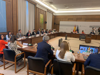 El consejero de Fomento e Infraestructuras, José Ramón Díez de Revenga, y la directora general de Movilidad, Marina Munuera, durante la reunión de...