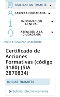 Imagen del procedimiento en la sede electrónica de la Comunidad Autónoma