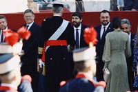 El presidente de la Comunidad, Fernando López Miras, asiste al desfile con motivo del Día de la Fiesta Nacional, presidido por SS.MM. los Reyes de...