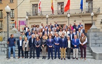 Asistentes a la segunda Asamblea Nacional de Municipios del Camino de la Vera Cruz se celebró hoy en Tudela.