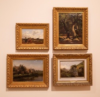 Conjunto de paisajes del pintor Carlos de Haes que forman parte de la exposición que se puede visitar en el Mubam.