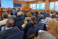 El consejero de Medio Ambiente, Mar Menor, Universidades e Investigación, Juan María Vázquez, durante la inauguración de la jornada 'Infraestructuras...