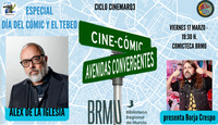 Cartel promocional de la participación del cineasta Álex de la Iglesia en la Comicteca.