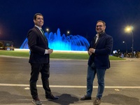 El consejero de Fomento e Infraestructuras, José Ramón Díez de Revenga, durante la inauguración de la Fuente de San Antonio de Lorca