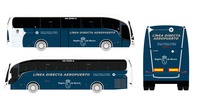Imagen de los nuevos autobuses que prestarán el servicio gratuito de traslado de viajeros entre el aeropuerto y las ciudades de Murcia y Cartagena