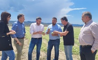 El consejero en funciones Antonio Luengo, durante su visita a las zonas dañadas por la tormenta de ayer en el campo de Lorca.