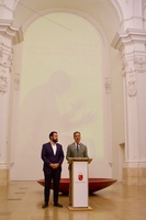 El consejero de Presidencia Turismo, Cultura, Juventud, Deportes y Portavocía, Marcos Ortuño, junto con el alcalde de La Unión, Joaquín Zapata, en...