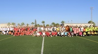 Participantes de la Liga Súper Fútbol 8, en la primera jornada del campeonato