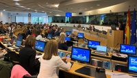 El consejero de Medio Ambiente, Universidades, Investigación y Mar Menor, Juan María Vázquez, durante la inauguración en Bruselas del EU Soil Day, una conferencia impulsada por la Región
