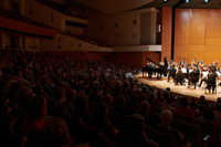 Imagen del concierto de la Orquesta Sinfónica de la Región de Murcia con el pianista Joaquín Achúcarro el pasado 28 de octubre.