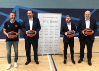 Imagen de la presentación del partido de baloncesto Ucam Murcia-Barcelona, como referencia promocional de Caravaca Jubilar 2024.