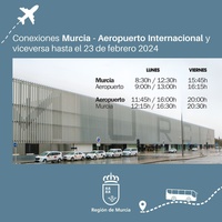 Horario del servicio de autobuses entre el Aeropuerto Internacional y Murcia