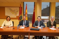 Reunión del consejero de Fomento de Infraestructuras, José Manuel Pancorbo, y el alcalde de Lorca, para avanzar en el convenio de ayudas del terremoto.
