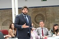 El presidente de la Comunidad, Fernando López Miras, compareció hoy en la Asamblea Regional.
