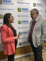 Imagen de la consejera Sara Rubira junto al presidente del Sindicato Central de Regantes, Lucas Jiménez tras la reunión de este miércoles 