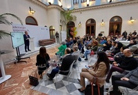 El consejero de Medio Ambiente, Universidades, Investigación y Mar Menor, Juan María Vázquez, durante la inauguración de la jornada 'Liderazgo femenino...