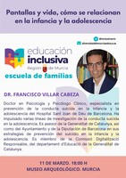 El psicólogo clínico Francisco Villar ofrece una charla el próximo martes en el marco de Escuela para Familias, iniciativa de la Consejería de Educación...