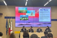 El director general del Mar Menor, Víctor Serrano, durante su intervención en el Buró Político de la Comisión Intermediterránea de la Conferencia...