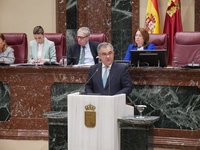 El consejero de Medio Ambiente, Universidades, Investigación y Mar Menor, Juan María Vázquez, durante su comparecencia en la Asamblea Regional para...