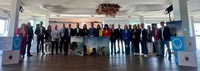 La consejera Carmen Conesa, el alcalde de San Javier y representantes del sector turístico, en la presentación de la campaña turística de verano ...
