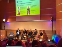 La secretaria autonómica de Energía, Sostenibilidad y Acción Climática, María Cruz Ferreira, durante su participación en la mesa redonda 'Acelerar la resiliencia regional', correspondiente al IV Foro para la Misión de la Unión Europea.