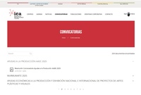 Imagen del aparado de 'Convocatorias' de la página web del Instituto de las Industrias Culturales y las Artes