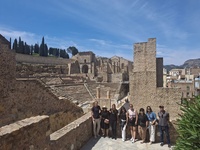 Visita de la delegación belga al Teatro Romano de Cartagena.