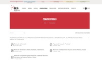 Imagen de la página web del Instituto de las Industrias Culturales y las Artes con la convocatoria de las ayudas a artistas plásticos para exposiciones...