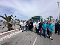 El consejero de Fomento e Infraestructuras, Jorge García Montoro, junto a la alcaldesa de Cartagena, Noelia Arroyo, y el alcalde de San Javier, José...