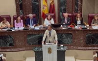 El consejero de Presidencia, Portavocía, Acción Exterior y Emergencias, Marcos Ortuño, comparece en el pleno de la Asamblea Regional.